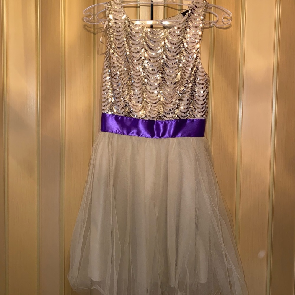 Trixxi Homecoming Gold with Purple detailing Dress